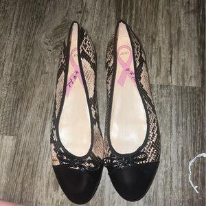 Marc Fisher Snake Skin Flats with Cap-Toe Design